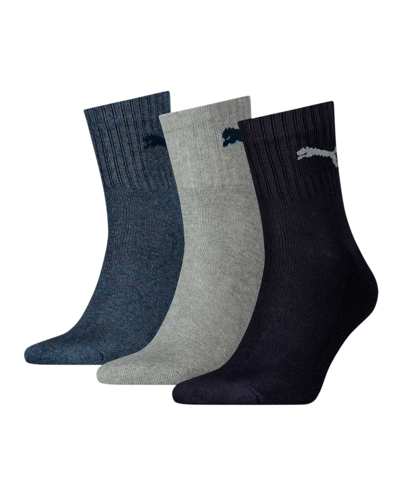 Puma Kurze Crew-Socken Unisex (3er-Pack), Kleidung, Blau Blau