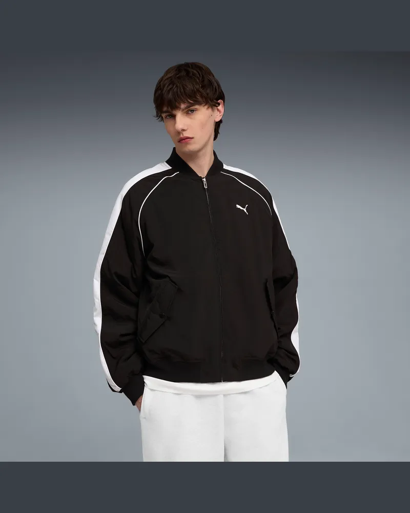 Puma T7 Bomberjacke Unisex, Kleidung, Schwarz Schwarz