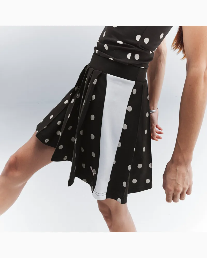 Puma T7 Polka Dots Rock Damen, Kleidung, Schwarz Schwarz