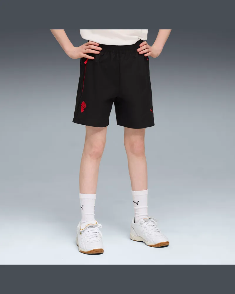 Puma AC Milan TECH Relaxed Gewebte Shorts Teenager, Kleidung, Schwarz Schwarz
