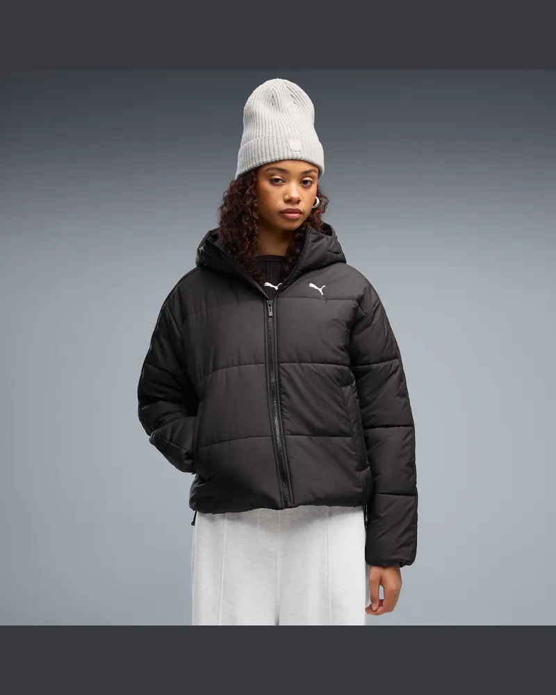 Puma Essentials Relaxed Wattierte Kapuzenjacke Damen, Kleidung, Schwarz Schwarz