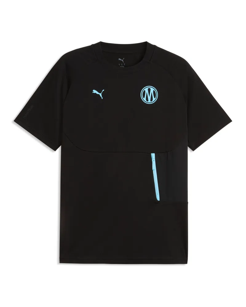 Puma Olympique de Marseille TECH T-Shirt mit Brusttasche Herren, Accessoires, Schwarz Schwarz