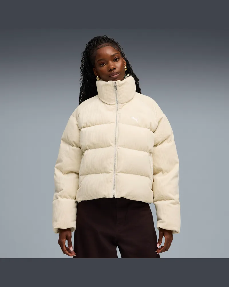 Puma Wardrobe Essentials Cord-Pufferjacke Damen, Kleidung, WeiÃŸ Weiãÿ