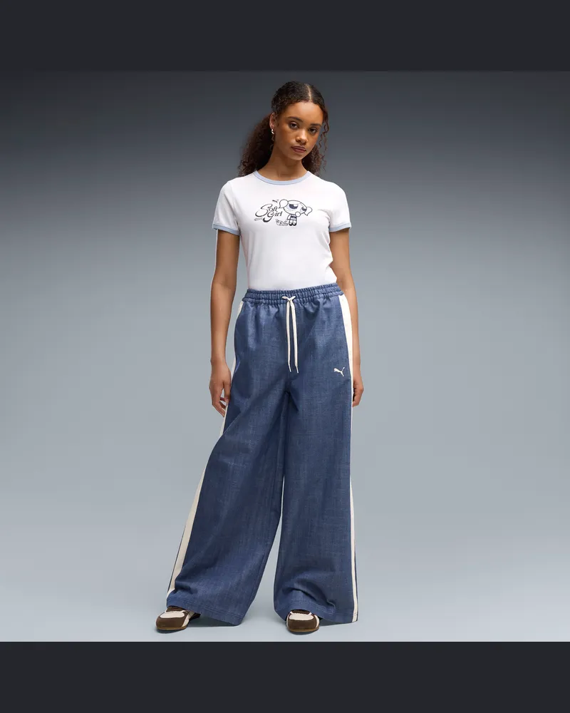 Puma x POWERPUFF GIRLS Oversized Gewebte Hose Damen, Kleidung, Blau Blau
