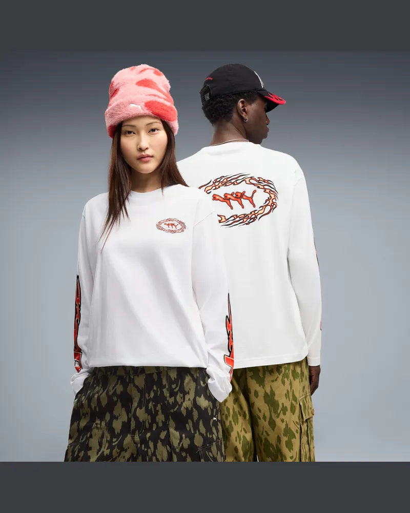 Puma FUTURE..ARCHIVE Boxy Flame T-Shirt Unisex, Kleidung, Weiß Weiß