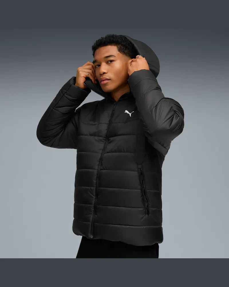 Puma Essentials Wattierte Kapuzenjacke Herren, Kleidung, Schwarz Schwarz