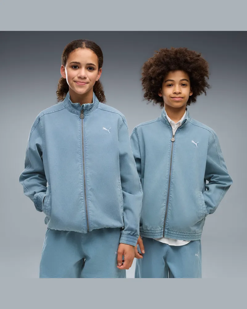 Puma T7 Relaxed Washed Twill Full-Zip Jacke Teenager, Kleidung, Blau Blau