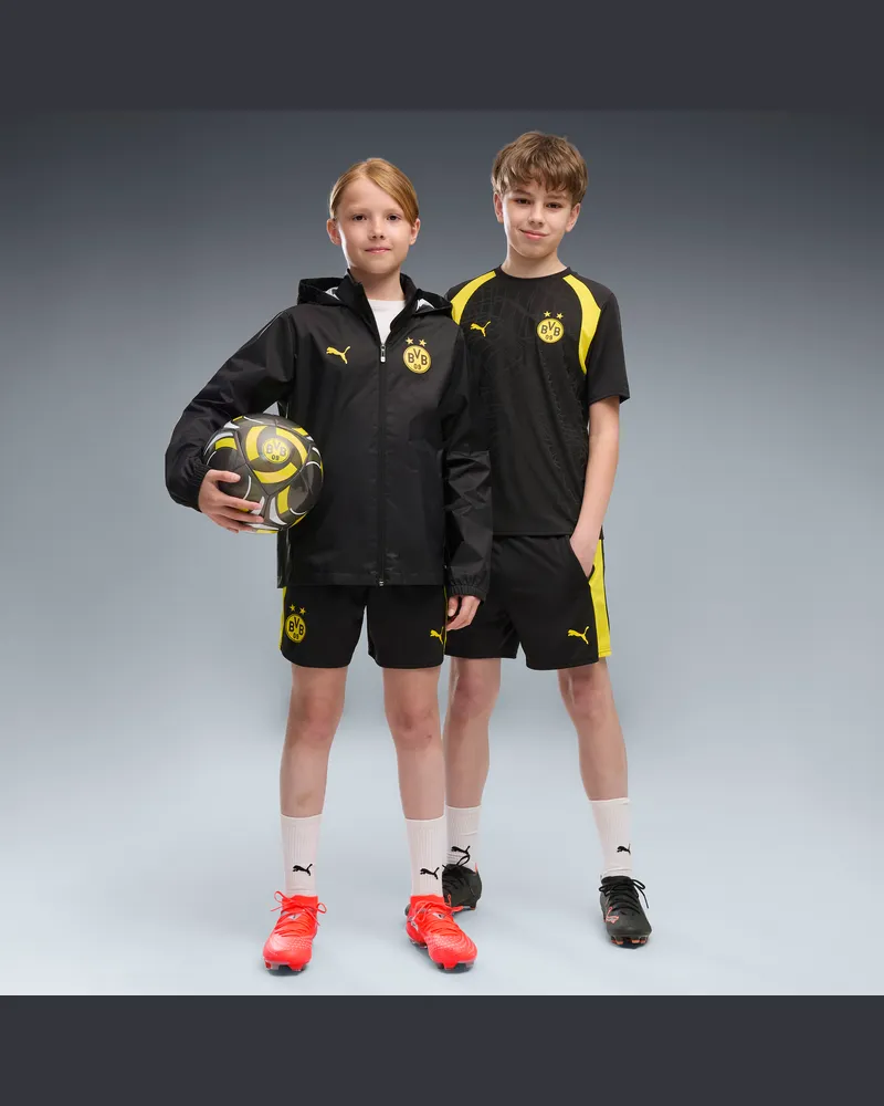 Puma Borussia Dortmund Trainingsshorts für Jugendliche, Kleidung, Schwarz Schwarz
