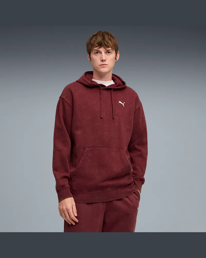 Puma Essentials Elevated Relaxed Wash Hoodie Herren, Accessoires, Rot Rot