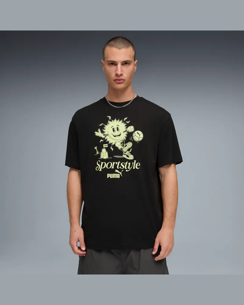Puma Graphic Sun T-Shirt Herren, Kleidung, Schwarz Schwarz