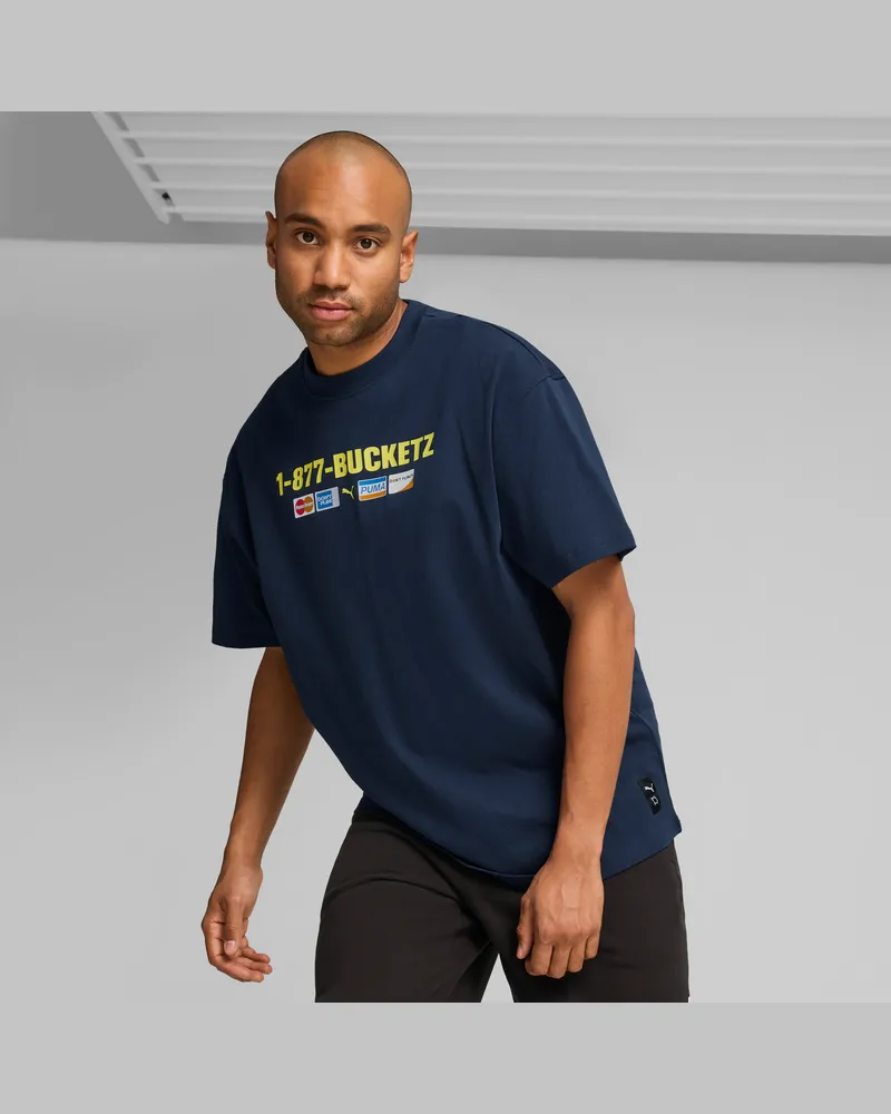 Puma Step Up Your Game Basketball-T-Shirt Herren, Kleidung, Blau Blau