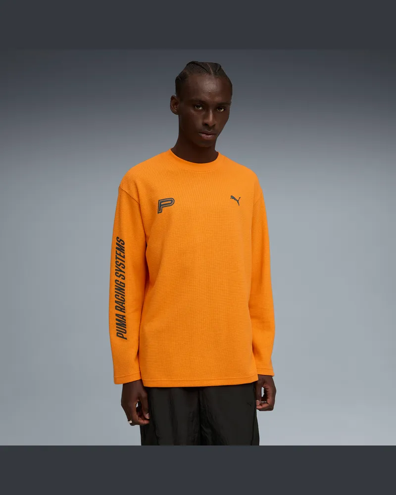 Puma FUTURE..ARCHIVE Waffle Relaxed Langarmshirt Unisex, Kleidung Orange