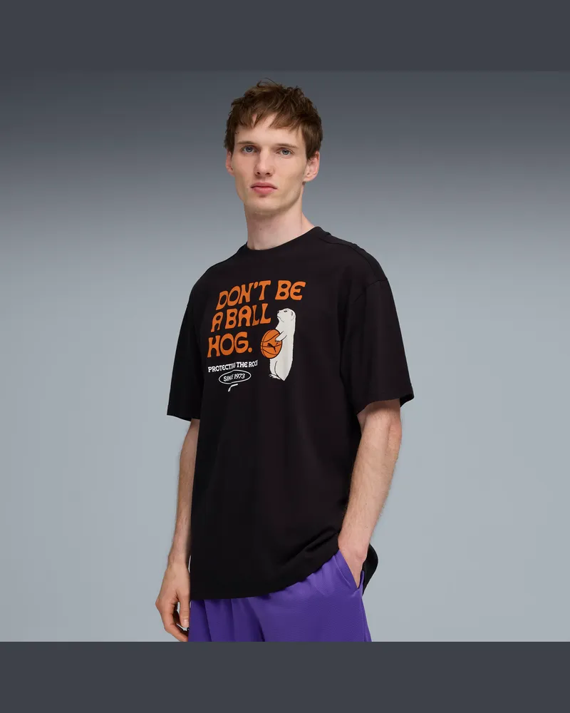 Puma Junior Varsity II Relaxed Basketball-T-Shirt Herren, Kleidung, Schwarz Schwarz