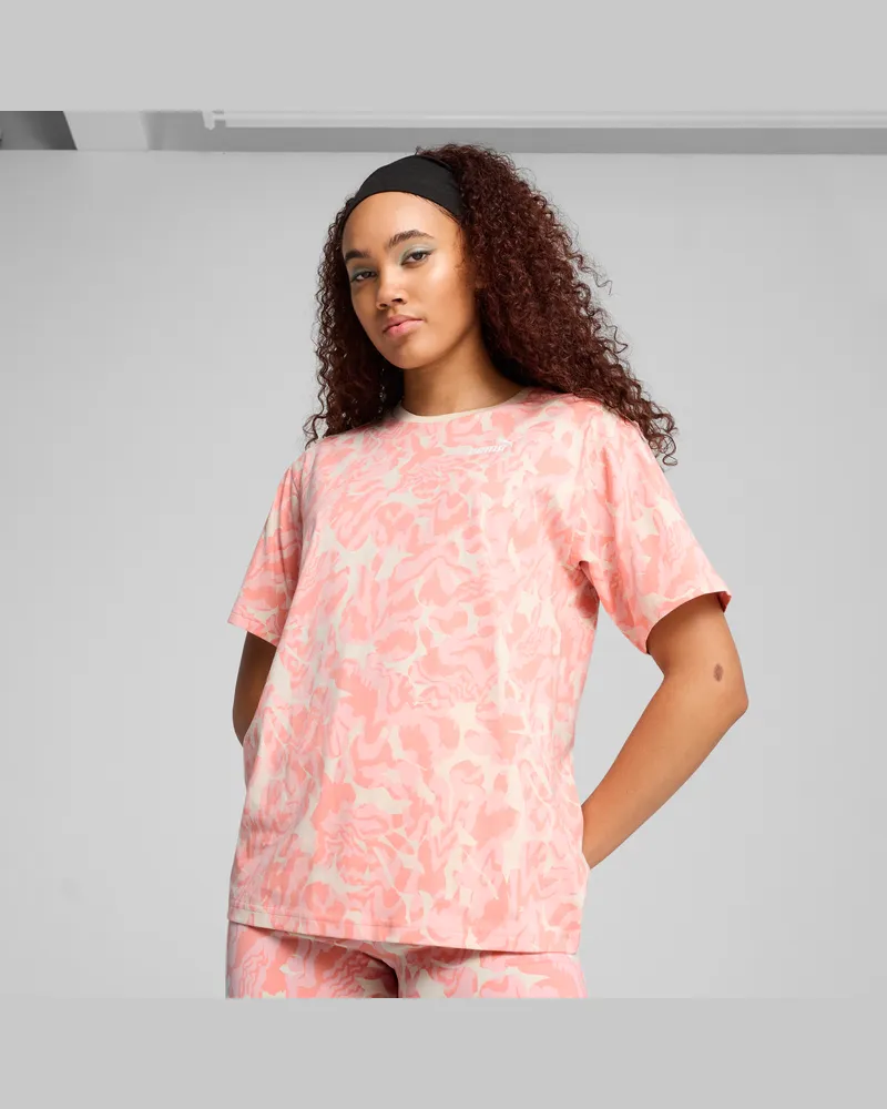 Puma ESS NATURE 2.0 Relaxed AOP T-Shirt Damen, Kleidung, Weiß Weiß