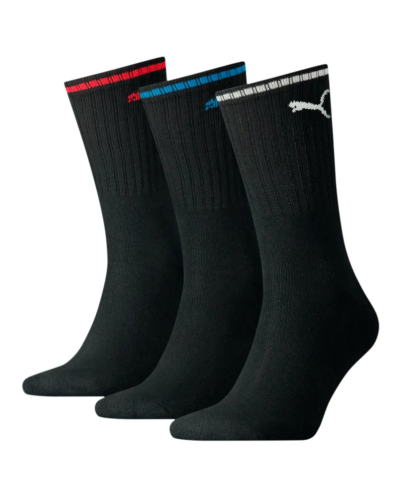 Puma Sport Crew Stripe Socken 3er-Pack, Kleidung, Schwarz Schwarz