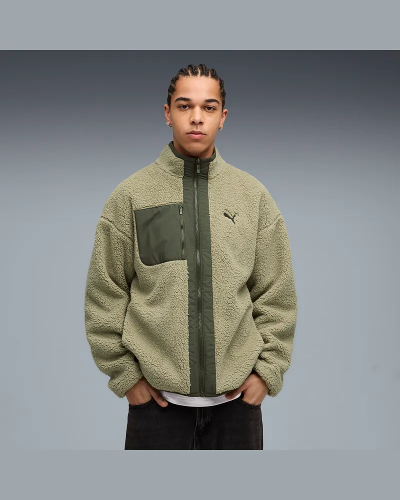 Puma Hybrid Sherpa Wendbare Jacke Herren, Kleidung, Grün Grün