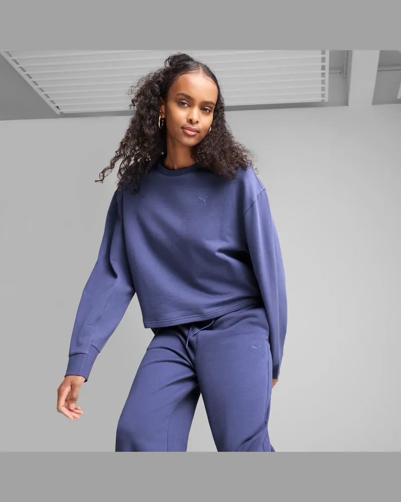 Puma HER Relaxed Fit Crewneck Damen, Kleidung, Blau Blau