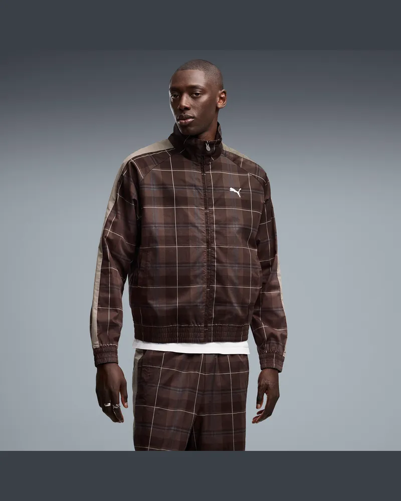 Puma tT7 Relaxed Tartan Trainingsjacke Herren, Kleidung, Braun Braun