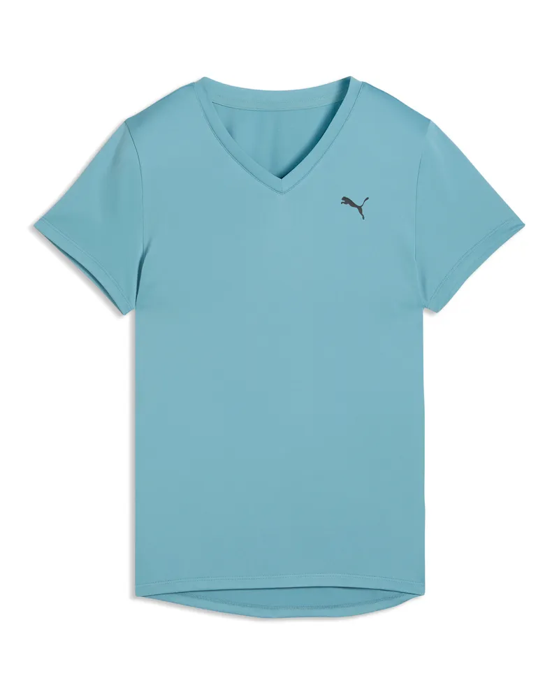 Puma TAD ESSENTIALS T-Shirt mit V-Ausschnitt Damen, Kleidung, Blau Blau