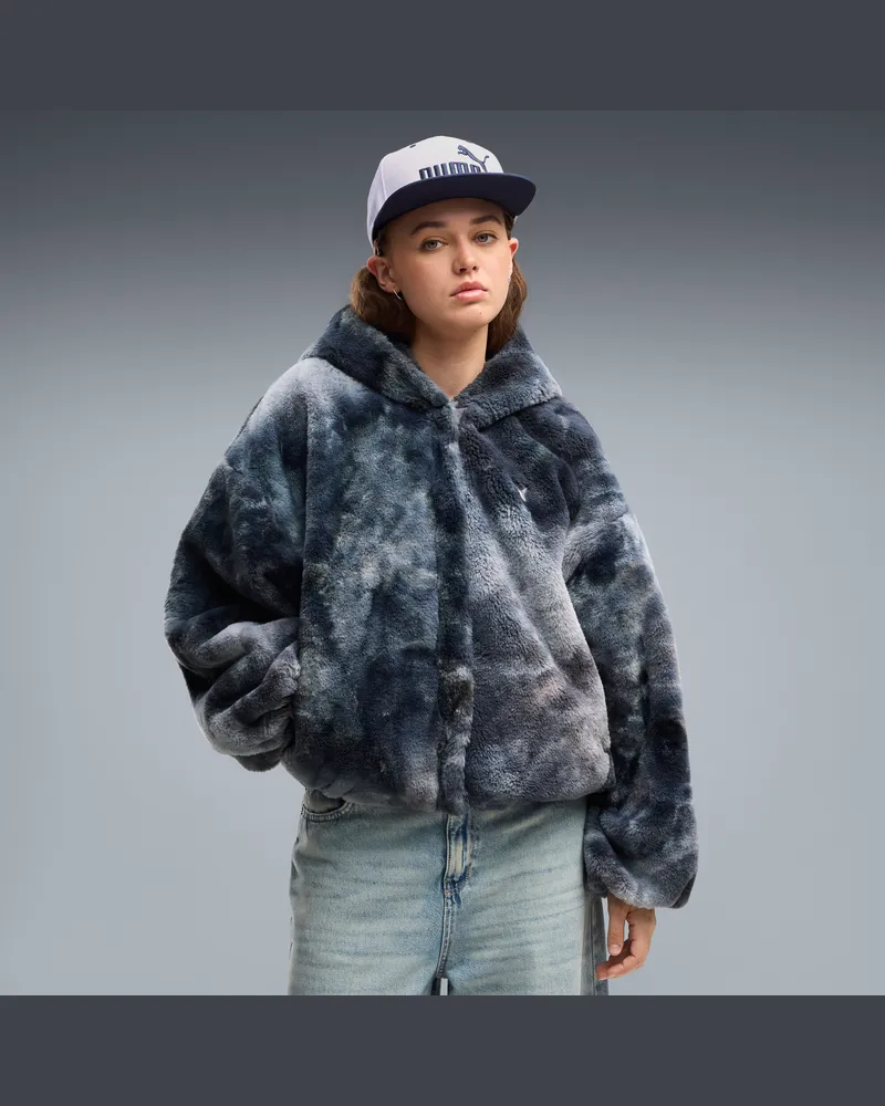 Puma Street Glam Highloft Oversized Jacke Damen, Kleidung, Grau Grau