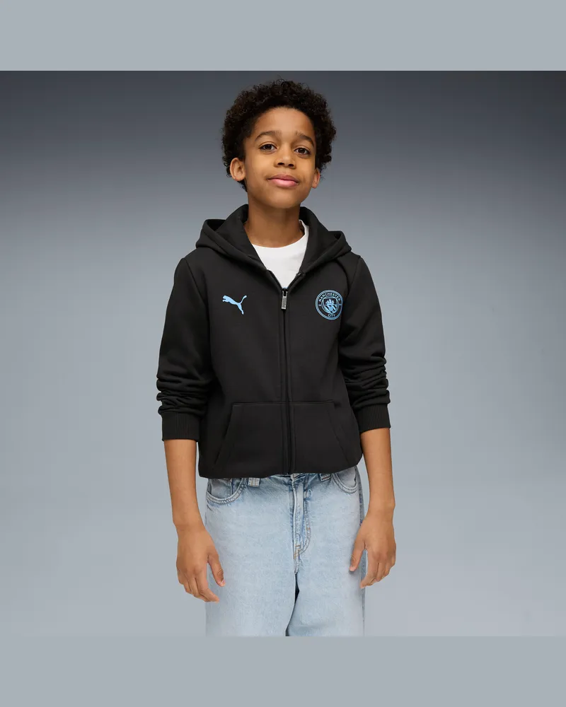 Puma Manchester City FtblEssentials Kapuzenjacke Teenager, Kleidung, Schwarz Schwarz