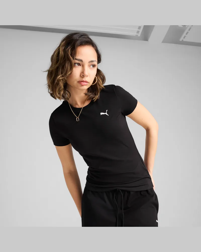 Puma Essentials Slim T-Shirt Damen, Kleidung, Schwarz Schwarz
