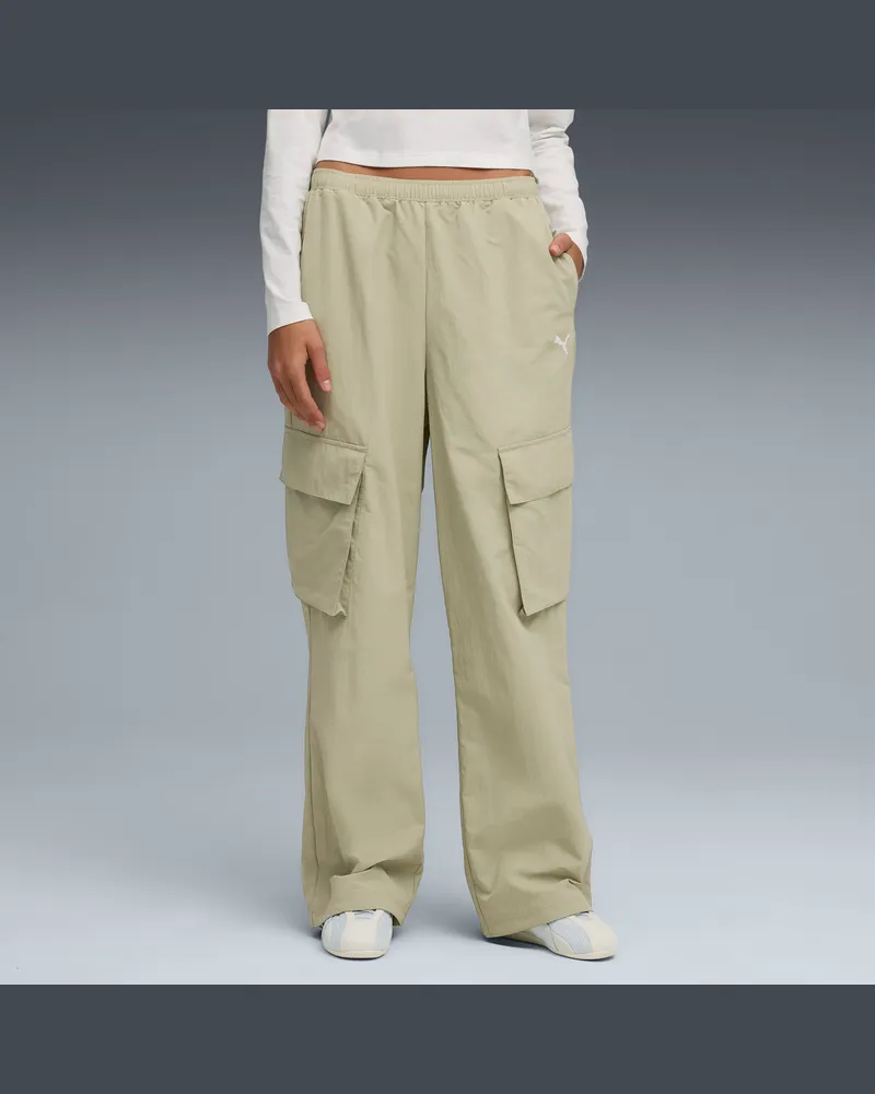 Puma WARDROBE ESS Cargohose in Relaxed Fit Damen, Kleidung, Grün Grün
