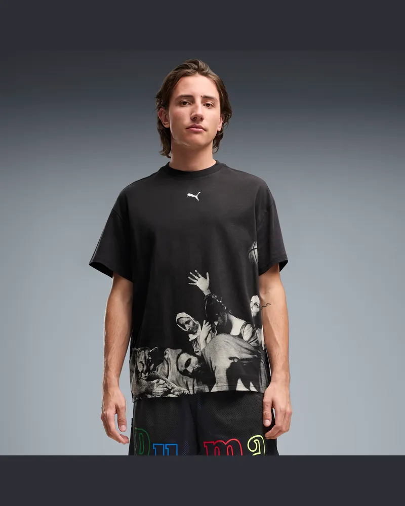 Puma Memory Lane Oversized T-Shirt Herren, Kleidung, Schwarz Schwarz
