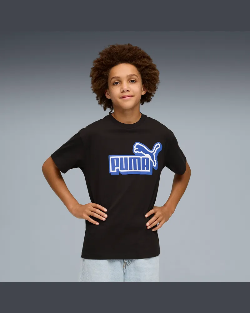 Puma Essentials Logo Lab Relaxed Graphic T-Shirt Teenager, Kleidung, Schwarz Schwarz
