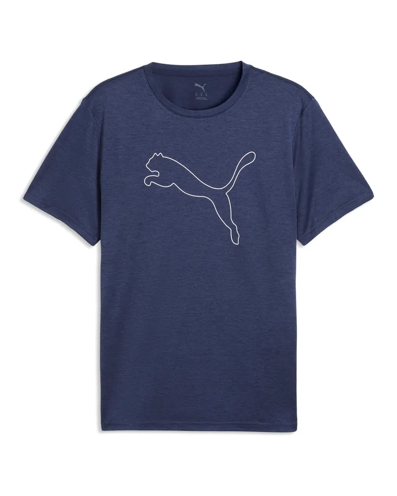 Puma TAD ESSENTIALS Meliertes T-Shirt mit Cat Logo Herren, Kleidung, Blau Blau