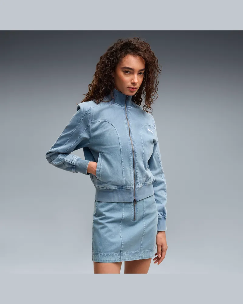 Puma FUTURE..ARCHIVE Washed Twill Kurze Jacke Damen, Kleidung, Blau Blau