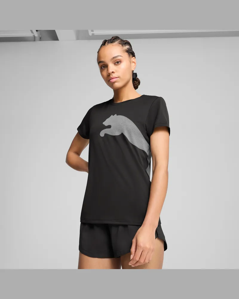 Puma Train All Day Big Logo T-Shirt Damen, Kleidung, Schwarz Schwarz
