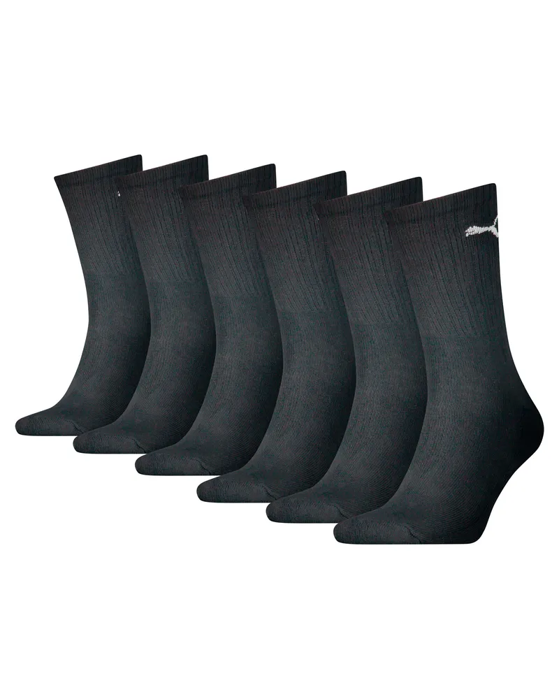 Puma Crew-Socken (6er-Pack), Kleidung, Schwarz Schwarz