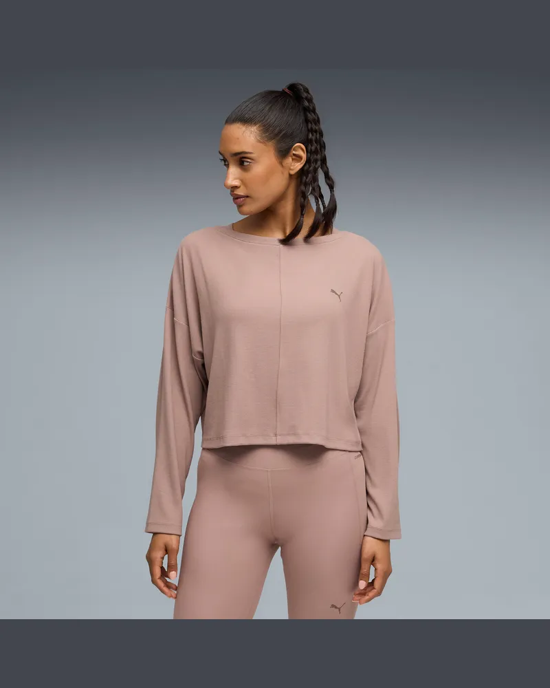 Puma CLOUDSPUN Rib Slouch Boxy T-Shirt Damen, Kleidung Beige