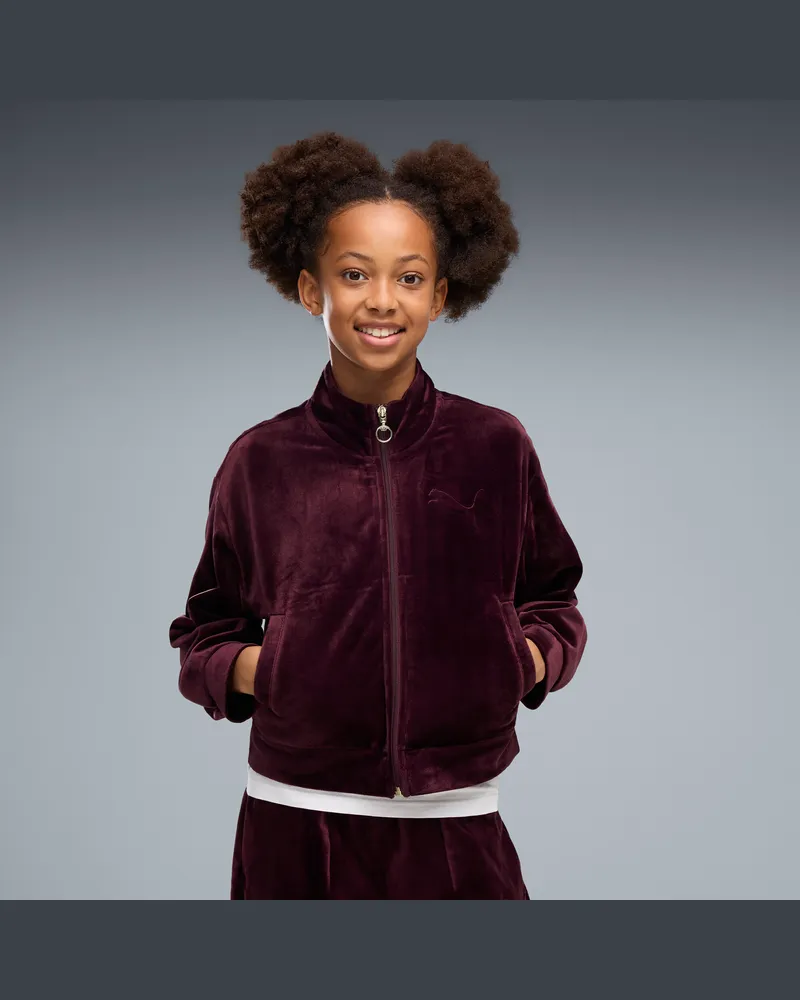 Puma Essentials Elevated Velour Trainingsjacke Teenager, Kleidung, Rot Rot
