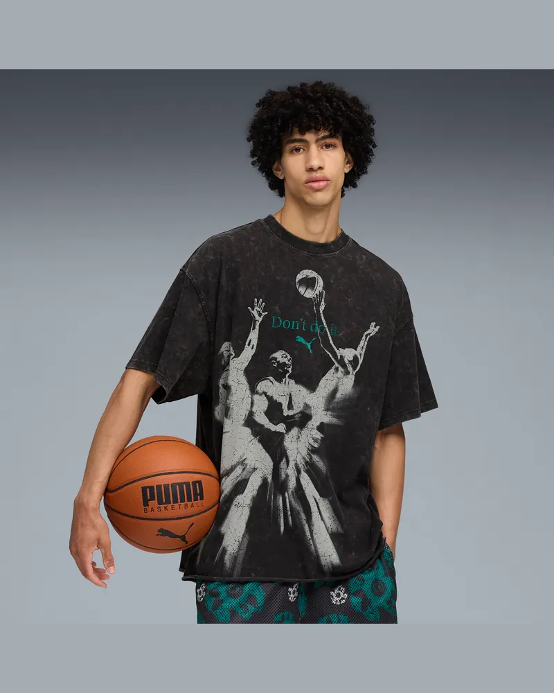 Puma Hoopocaplypse Basketball-T-Shirt I Unisex, Kleidung, Schwarz Schwarz