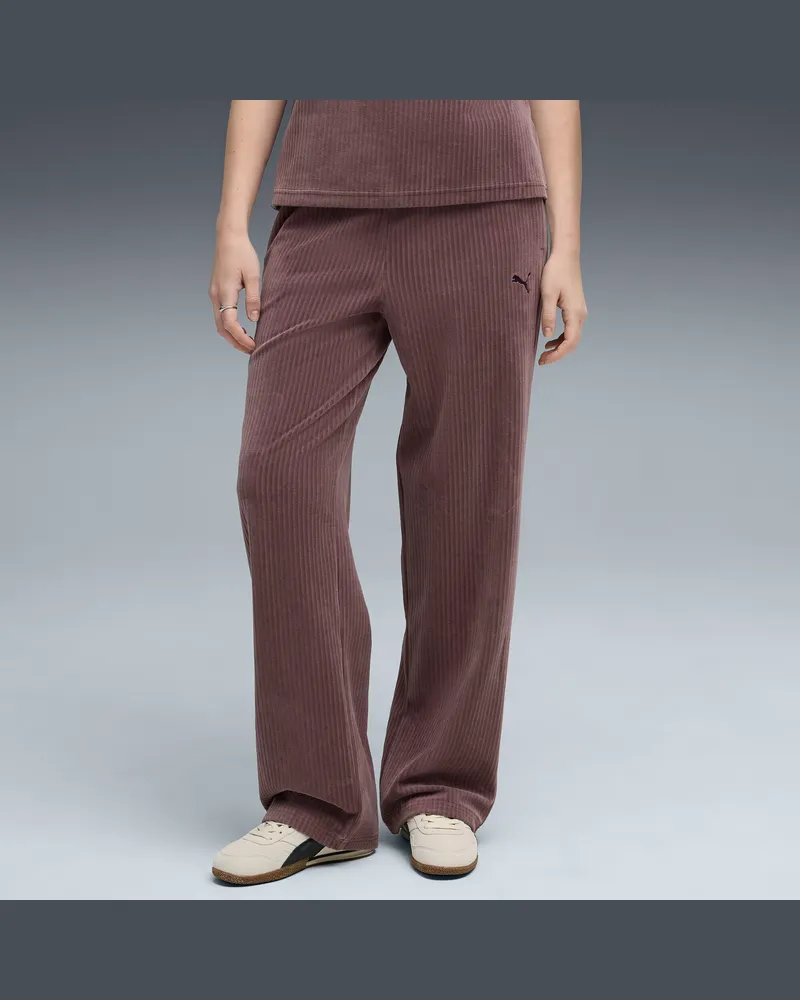 Puma Essentials Elevated Straight Leg Hose Damen, Kleidung, Lila Lila