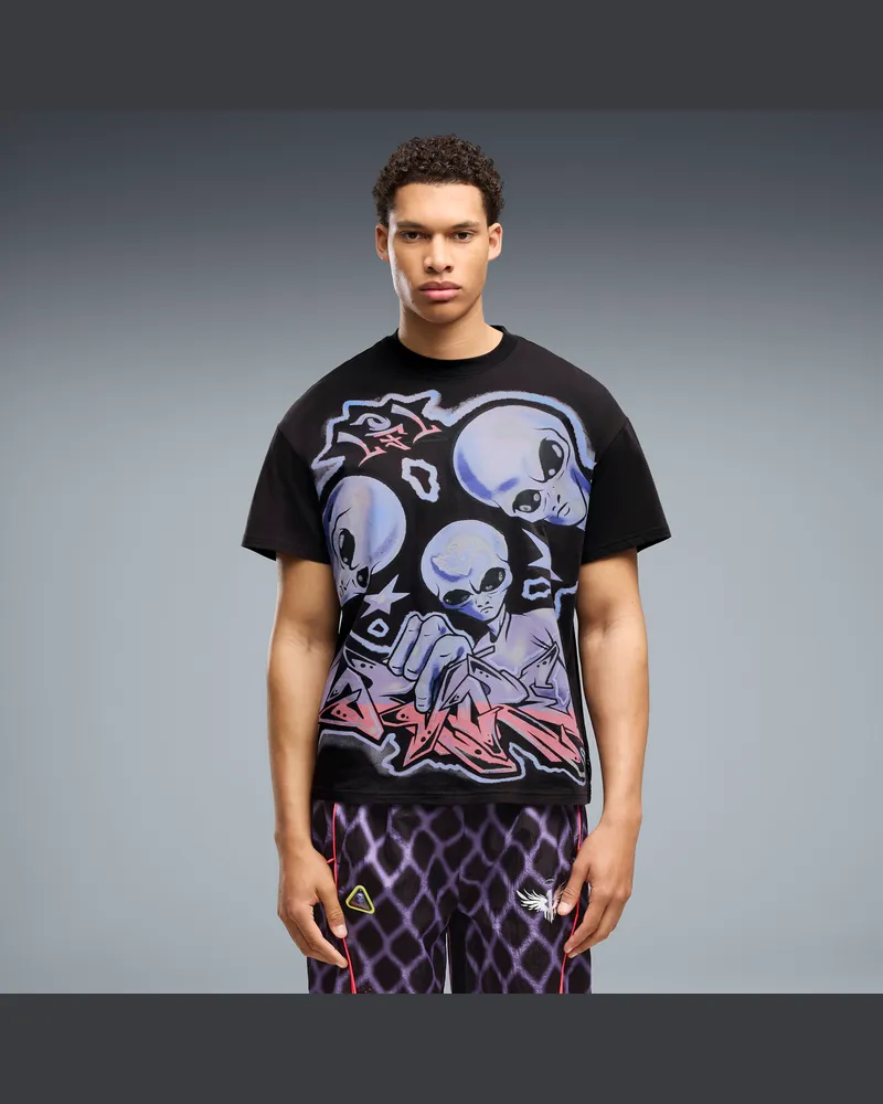 Puma Melo Asteriks Oversized T-Shirt Herren, Kleidung, Schwarz Schwarz