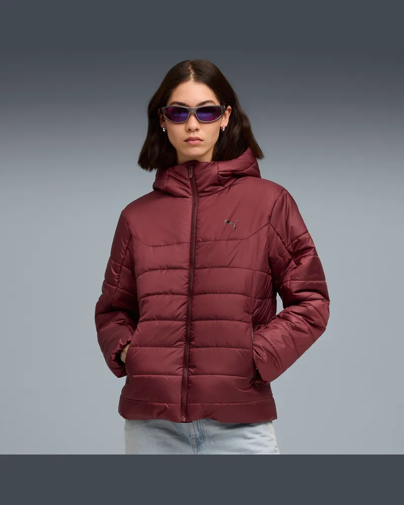 Puma Essentials Wattierte Kapuzenjacke Damen, Kleidung, Rot Rot
