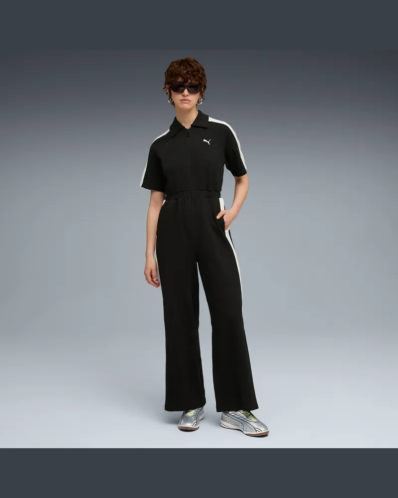 Puma T7 Kurzärmeliger Jumpsuit Damen, Kleidung, Schwarz Schwarz