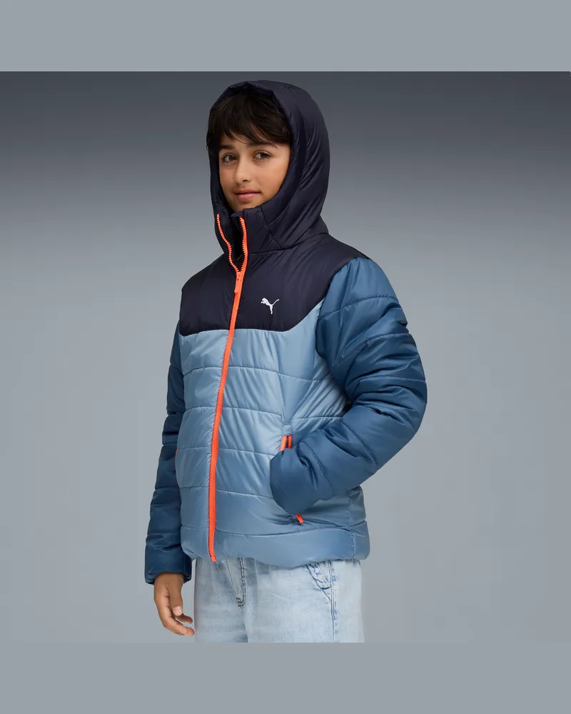 Puma Essentials Wattierte Kapuzenjacke Teenager, Kleidung, Blau Blau