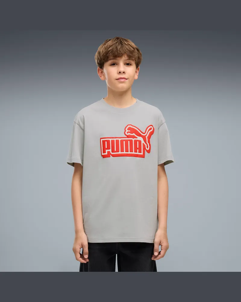 Puma Essentials Logo Lab Relaxed Graphic T-Shirt Teenager, Kleidung, Grau Grau