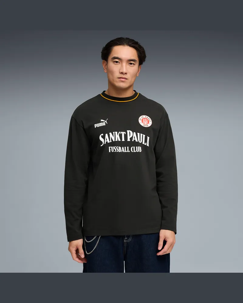 Puma FC St. Pauli Retro Langarmshirt Herren, Kleidung, Schwarz Schwarz