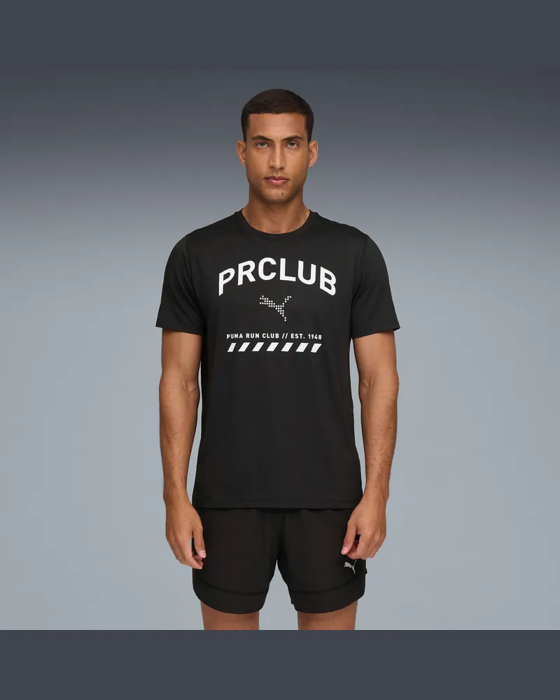Puma RUN CLUB Graphic Mesh T-Shirt Herren, Kleidung, Schwarz Schwarz