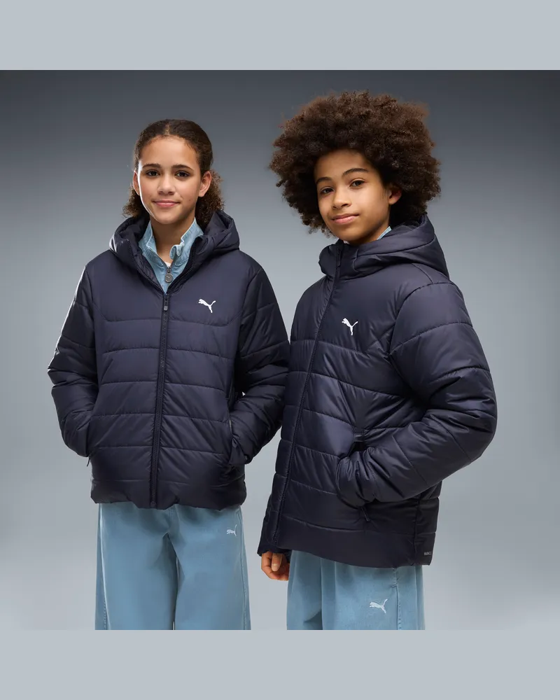 Puma Essentials Wattierte Kapuzenjacke Teenager, Kleidung, Blau Blau