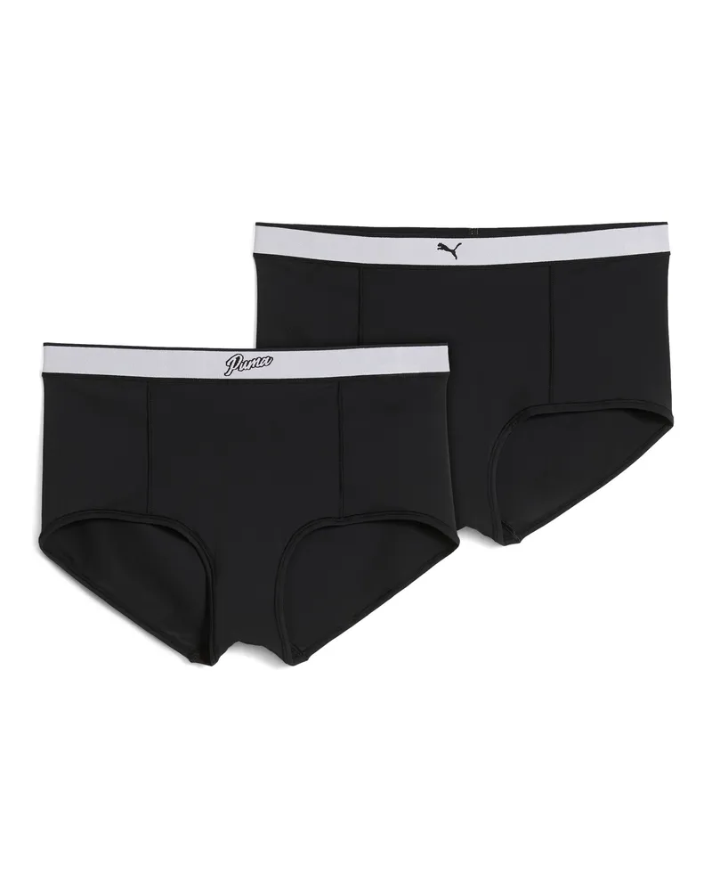 Puma High-Rise Hüftslips Damen (2er-Pack), Kleidung, Schwarz Schwarz
