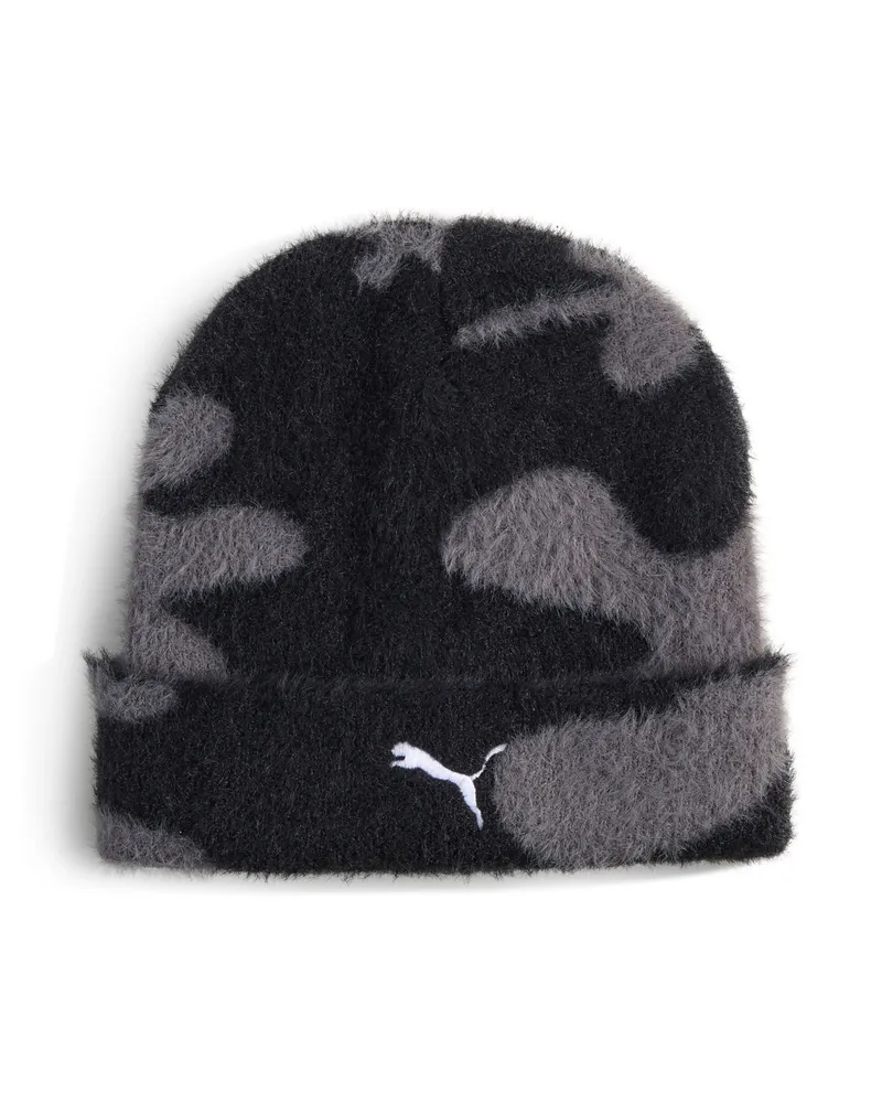 Puma Aufgeraute, bedruckte Beanie mit mittelhoher Krone, Accessoires, Schwarz Schwarz