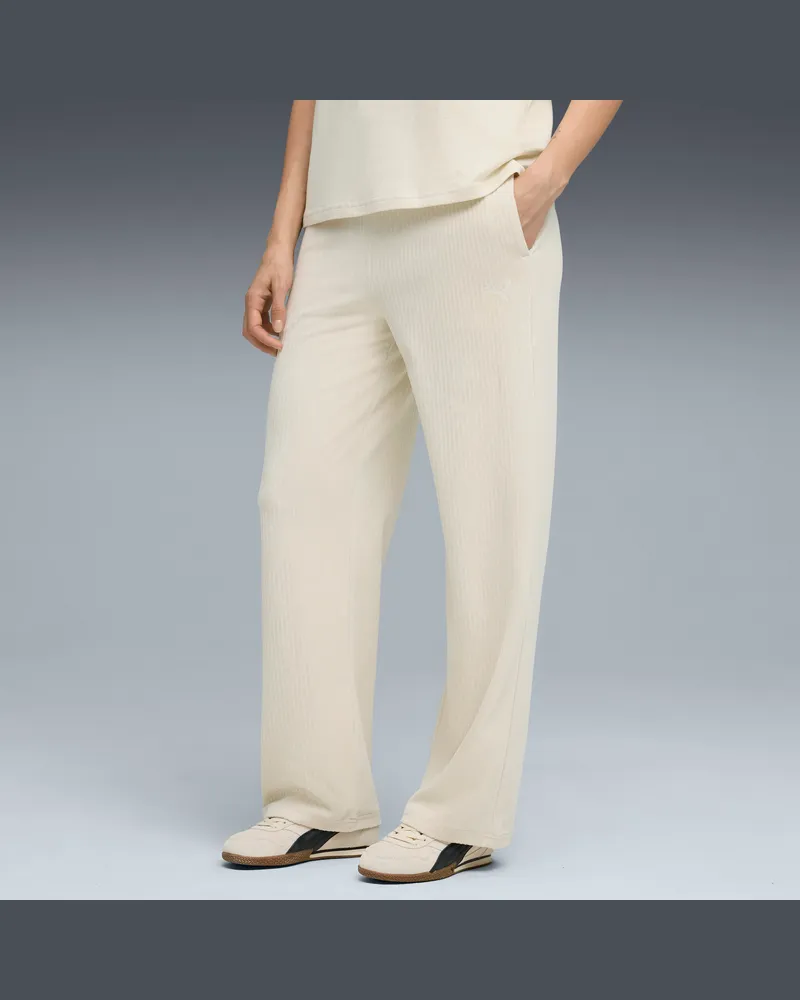 Puma Essentials Elevated Straight Leg Hose Damen, Kleidung, Weiß Weiß