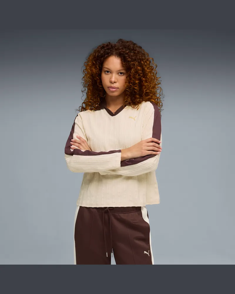 Puma T7 Relaxed Langarm-Polo Damen, Kleidung, Weiß Weiß