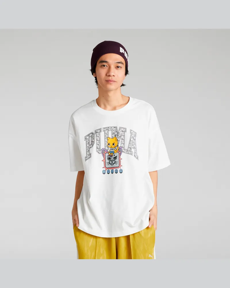 Puma NEKOSAN x HOOPS DYLAN Graphic Oversized T-Shirt Unisex, Kleidung, Weiß Weiß
